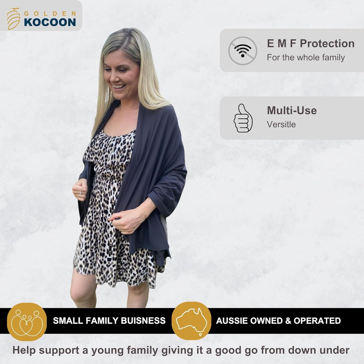 .E-M-F Scarf - Thin & soft - EcoShield™ Bamboo Lyocell Fara-day Silver Fabric - 56x28 inch - Use as a blanket, shawl, head cover, wrap - ideal for everyday 5 G, B T, Smart Meter & Wi Fi environments