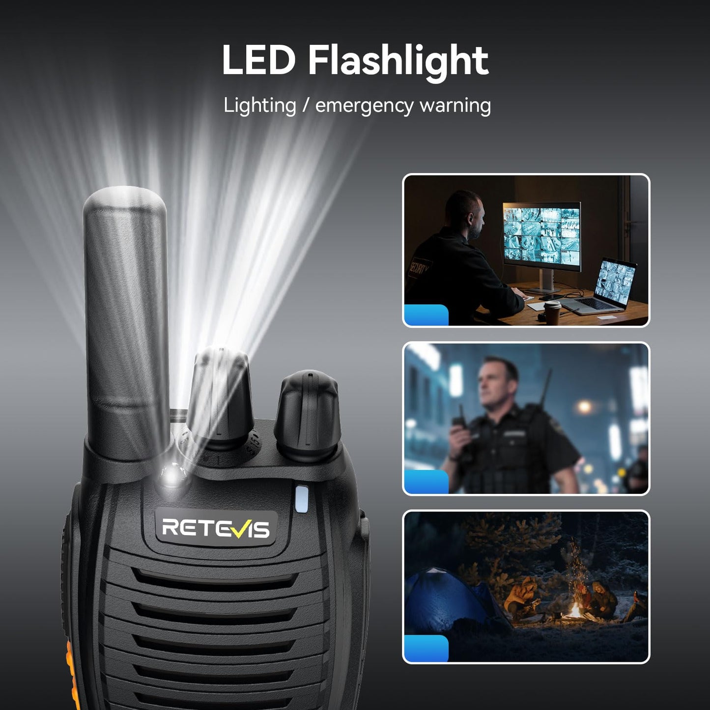 Case of 6,Retevis H-777 Walkie Talkies for Adults Long Range, Rechargeable Two-Way Radios,with 6-Way Multi Unit Charger,Flashlight Handheld Business 2 Way Radios