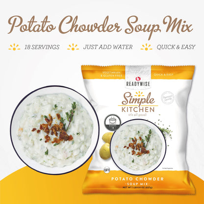 READYWISE - Simple Kitchen, Tomato Basil Soup, 17 Servings, MRE, Gluten Free, & Vegetarian, Food, Soup Mix, for Events, Hiking, Emergency Food Supply, Camping Essentials, or Daily Use, 1 Pack