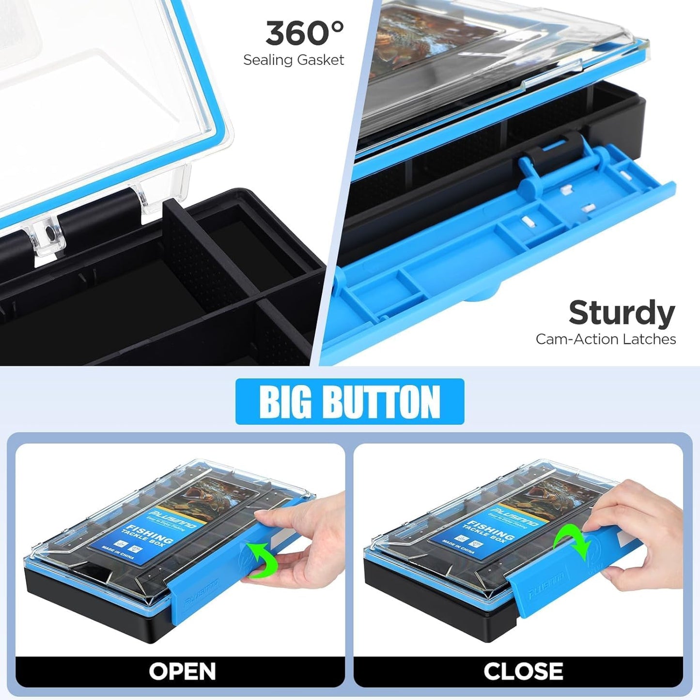 PLUSINNO Fishing Backpack with Rod Holders & Cooler, 45L Large Water-resistant Fishing Tackle Bag and Fishing Tackle Box, Waterproof Tackle Box