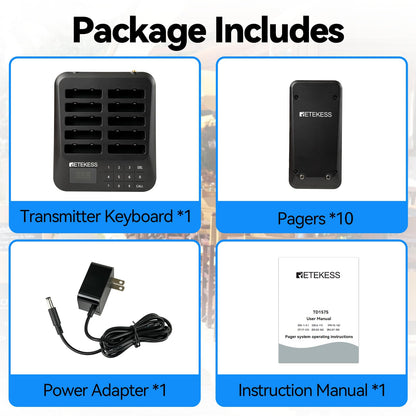 Retekess TD157 Restaurant Pager System, Pagers for Restaurants,984ft Long Range, 16 Pagers and Beepers for Food Truck, Bars, Food Court, No Vibration Mode