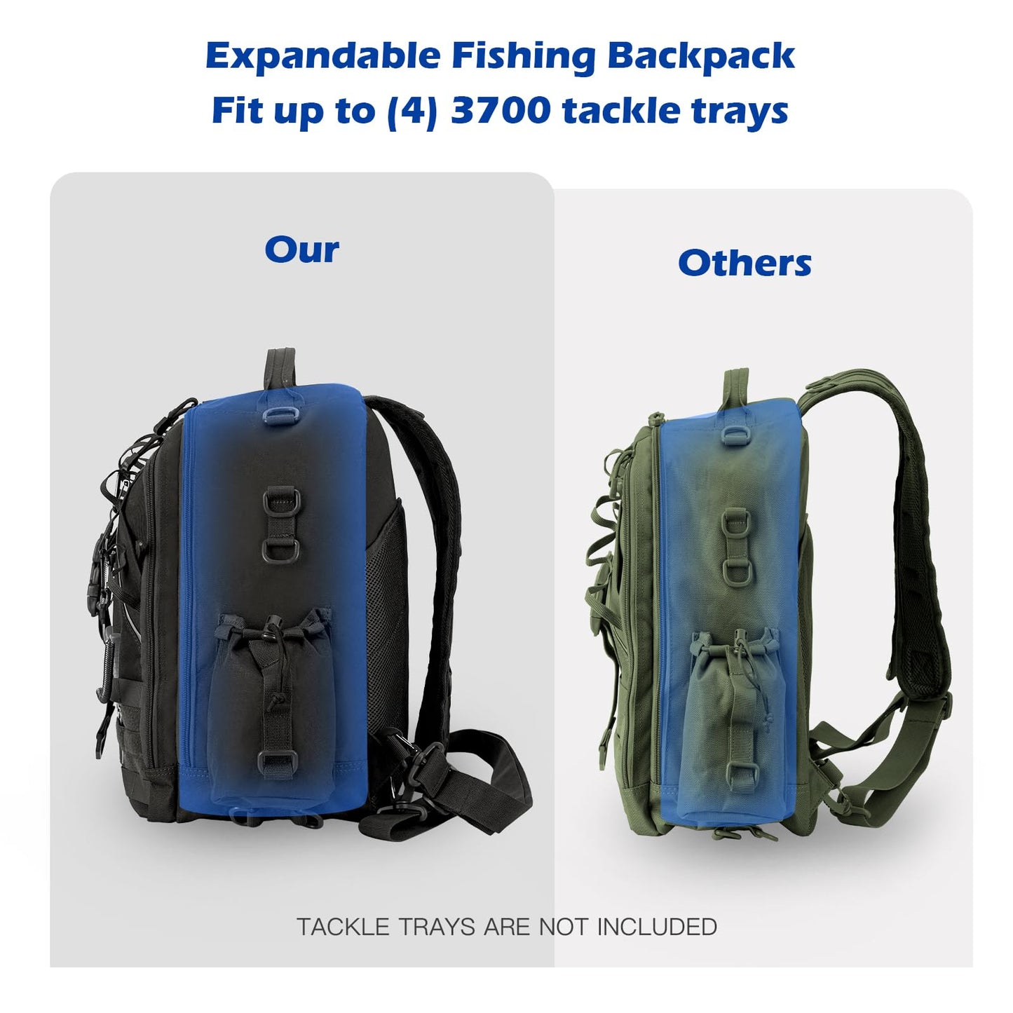 Jueachy Fishing Tackle Backpack: Water-Resistant Fishing Backpack with Rod Holder Fishing Shoulder Storage Bags