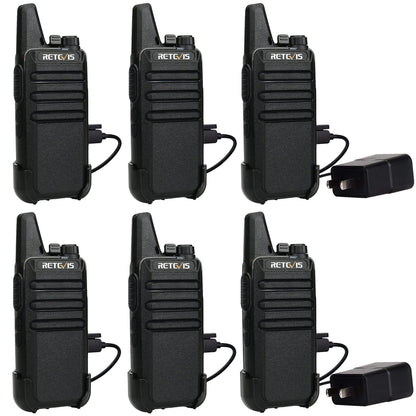 Retevis RT22 Walkie Talkies Rechargeable Hands Free 2 Way Radios Two-Way Radio(6 Pack) with 6 Way Multi Gang Charger