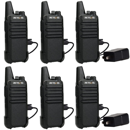 Retevis RT22 Walkie Talkies Rechargeable Hands Free 2 Way Radios Two-Way Radio(6 Pack) with 6 Way Multi Gang Charger