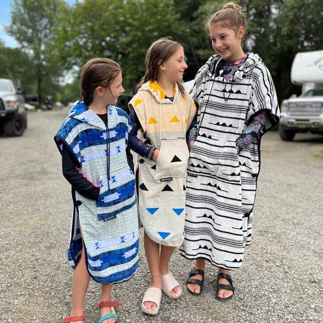 Arcturus Surf Poncho | Hooded Changing Towel & Cover-Up | 100% Cotton Velour | 2-in-1 Design Converts Your Poncho to a Beach Towel (Blackies, Kids)