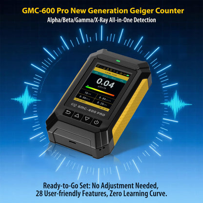 GQ 600 PRO Geiger Counter Nuclear Radiation Detector – Dosimeter for Alpha, Beta, Gamma, X-Ray – Portable Radiation Monitor with Real-Time Data, Global Data Sharing, LCD Display & USB