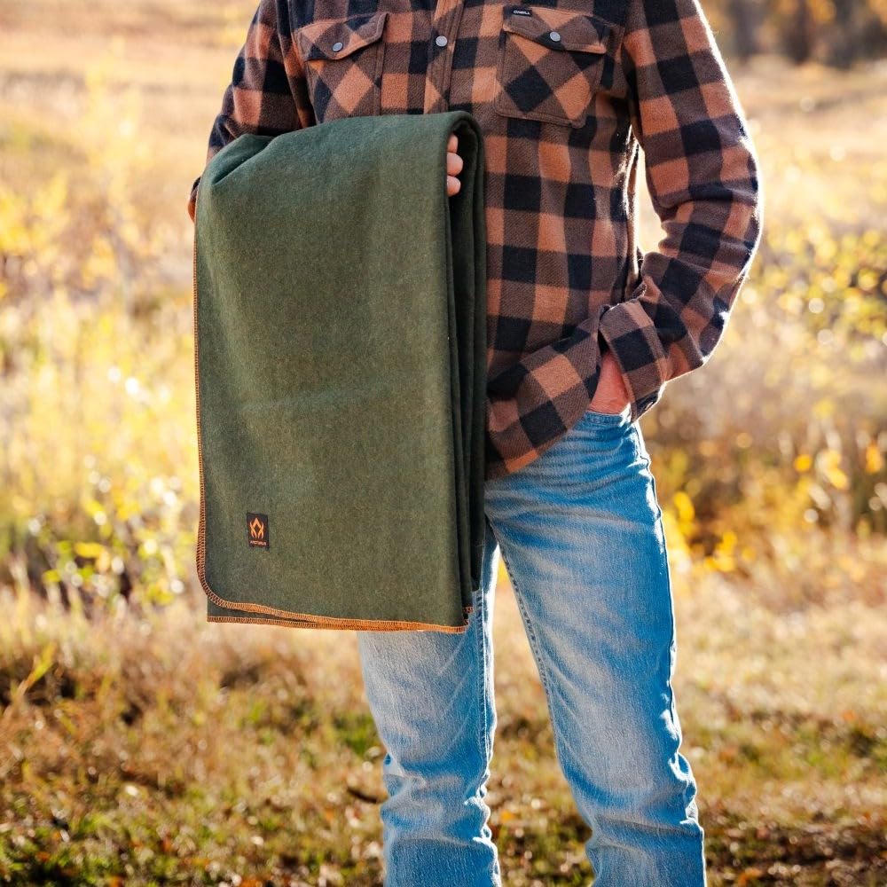 Arcturus Military Wool Blanket - Warm, Thick, Washable - Great for Outdoors, Camping, Stadium Blanket, Picnics, Travel - Car & Bushcraft Survival Kits