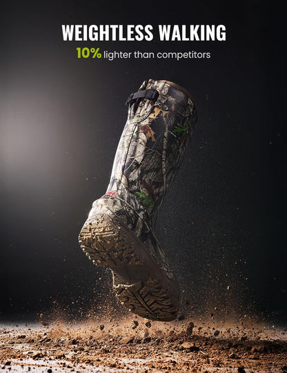 TIDEWE Men's Hunting Boots, Odor-Control Lining, 600g Warmth, Waterproof Insulated Rubber Boots with 5mm Neoprene, Lightweight EVA Outsole, Adjustable Calf Gusset, Slip-Resistant Grip