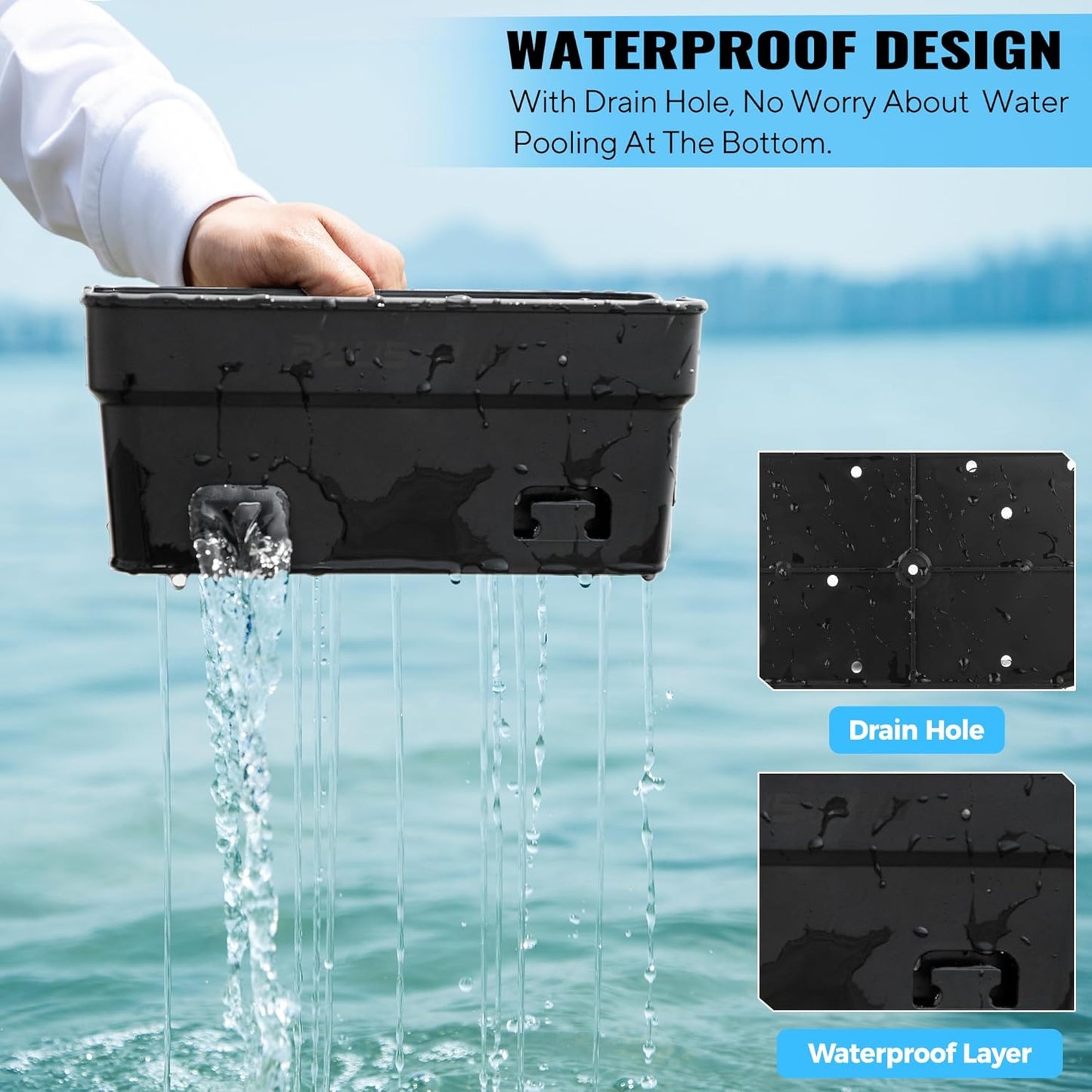 PLUSINNO Boat Cup Holder, Boat Caddy Organizer with Fishing Rod Holder, Multifunctional Boat Storage Organizer for Fishing Accessories, Boat Accessories for Jon Fishing Boat, Kayak, Paddle Boards