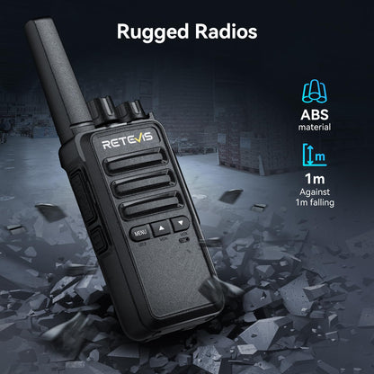Retevis RT68 Walkie Talkies Rechargeable, Portable Two Way Radios 6 Pack with Six-Way Multi Gang Charger, Heavy Duty Walkie Talkie for Adults, Hands Free, Long Range, for School Restaurant Farm