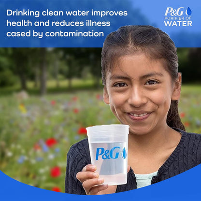 P&G Purifier of Water Portable Water Purifier Packets. Emergency Water Filter Purification Powder Packs for Camping, Hiking, Backpacking, Hunting, and Traveling. (12 Packets)