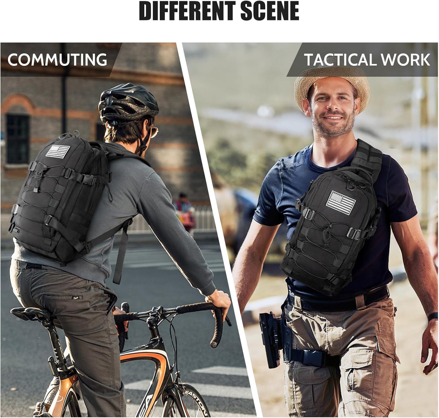 Jueachy Tactical Sling Bag for Men: Everyday Carry Gear 12L EDC CCW Concealed Carry Sling Bag 2-in-1 Shoulder Bag Backpack