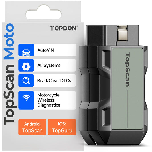 Motorcycle Scan Tool TOPDON TopScan Moto, All System Bidirectional Motorcycle Scanner for Harley, Duca ti, BMW & Japan Brands, Reset Services Motorcycle Diagnostic Scanner, AutoVIN Diagnostic Tool