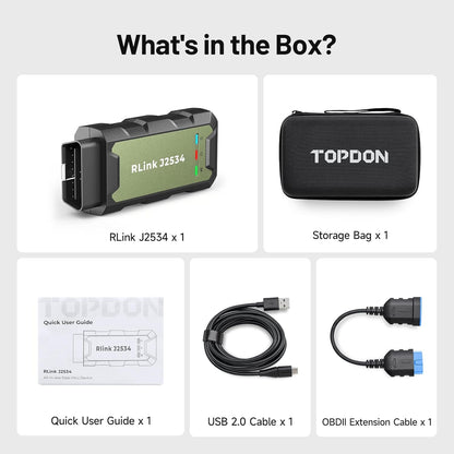 TOPDON RLink J2534 OEM Reprogramming and Diagnostic Tool, Enhanced J2534 VCI, J2534 Pass-Thru for J2534/D-PDU/CAN-FD/DoIP, Supports 17+ Vehicle Brands, No OE Software Provided