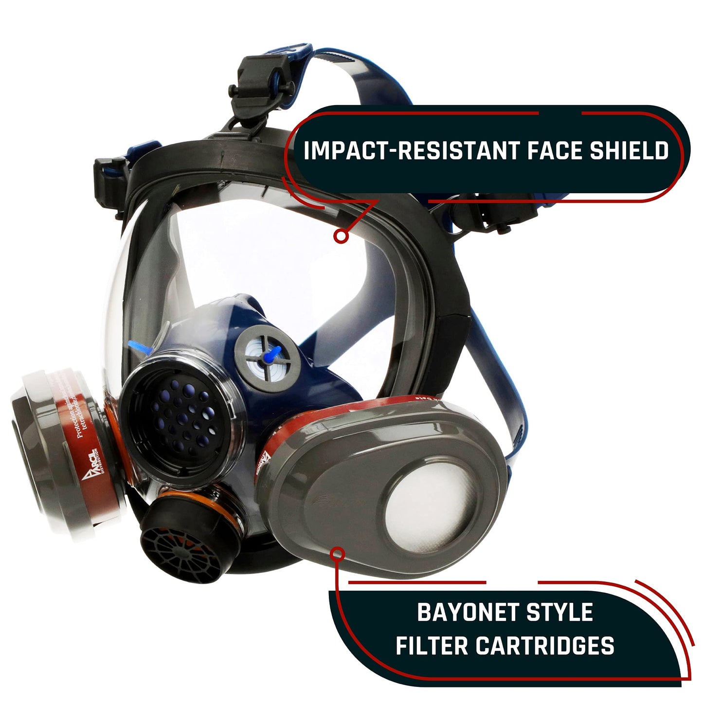 Parcil Distribution Full Face Respirator Mask with Filters – Durable Full Face Respirator Gas Mask, Bayonet Filter Compatible
