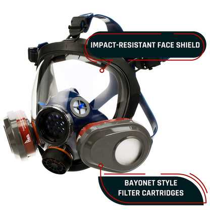 Parcil Distribution Gas Mask Survival Nuclear and Chemical Full Face Respirator - Organic Vapor & Particulate - CE Tested