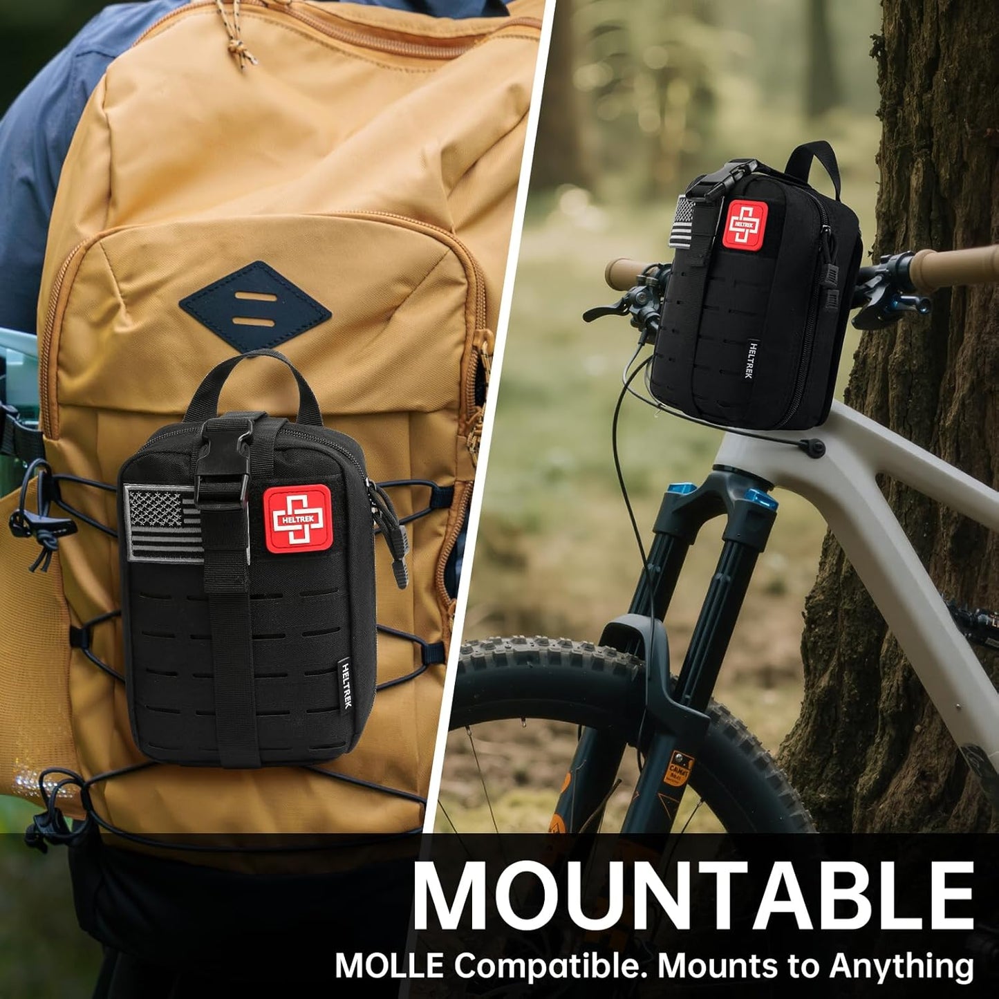 Trauma Kit, Compact Tactical IFAK Emergency Survival First Aid Kits Hemostatic Combat Wound Care Molle Pouch with Israeli Bandage, Chest Seal, Splint for Military, Black