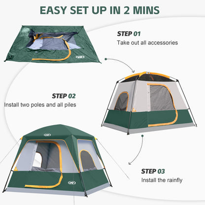 UNP 2/4/6/8 Person Tent, Portable Cabin Tent, Camping Tent 4-Person Easy Set Up, Waterproof with Top Rainfly for Outdoor Camping/Hiking | Easy Set Up, Waterproof, Top Rainfly