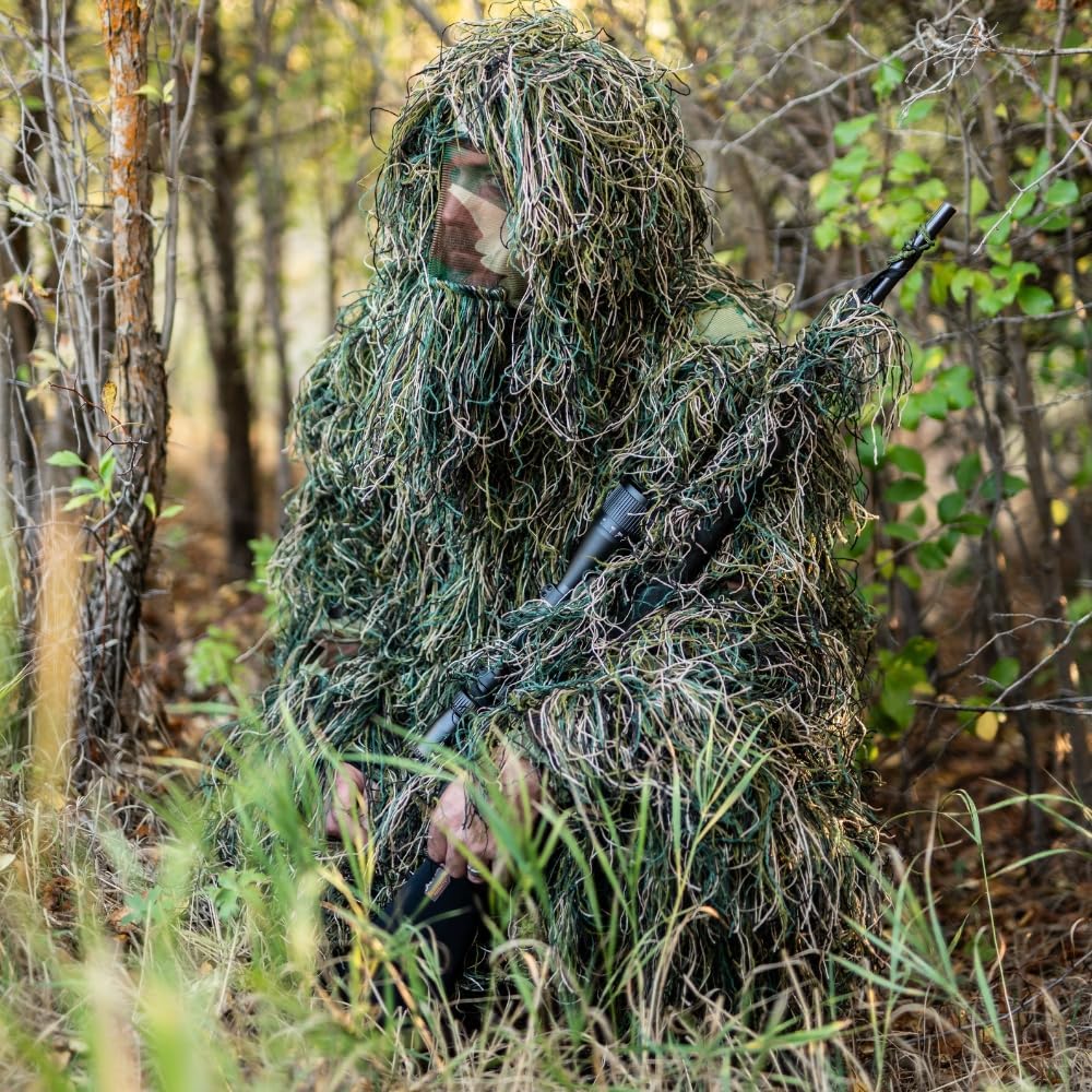 Arcturus Ultra-Lite Ghillie Suit | Includes Bonus 3-Color Face Paint | Camouflage Hunting & Sniper Suit for Men