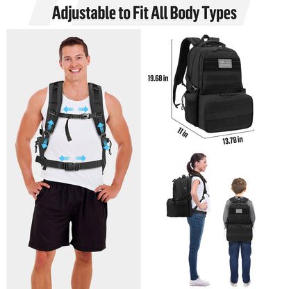 Jueachy Tactical Backpack with Lunch Box for Men: Laptop Compartment Bookbag with lunchbox for Work School for Women Mens Black