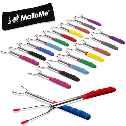 MalloMe Smores Sticks for Fire Pit 45 inch Extra Long - Marshmallow Roasting Sticks Smores Kit -Smore Skewers Hot Dog Fork Campfire Cooking Equipment, Camping Essentials, Outdoor Accessories (4 Pack)
