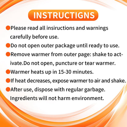 Large Hand Warmers Disposable - Up to 20 Hours of Heat - 50/100 Pack Super Long Lasting Air Activated Warmers, All Natural & Portable for Body, Hands & Toes - Odorless Hot Warmer Heater