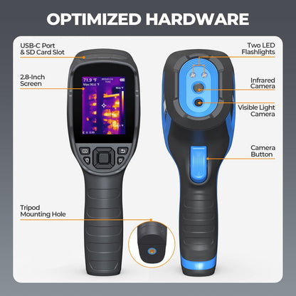 TOPDON TC005 256 x 192 IR High Resolution Dual-Camera Thermal Imaging Camera with 12-Hour Battery Life and 2MP Visual Light Camera, -4°F~1022°F Handheld Infrared Thermal Imager with PC 2D/3D Analysis