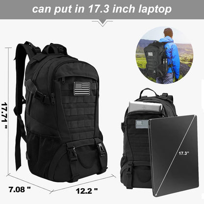 Jueachy Tactical Backpack(Black)+Tactical Molle Pouch Admin Bag(Black)
