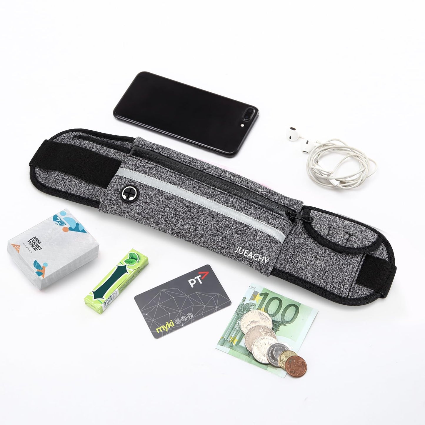 Jueachy Running Belts for Women Waterproof Fanny Pack Running Waist Pouch Phone holder Adjustable Sports Money Belt with Headphone Port