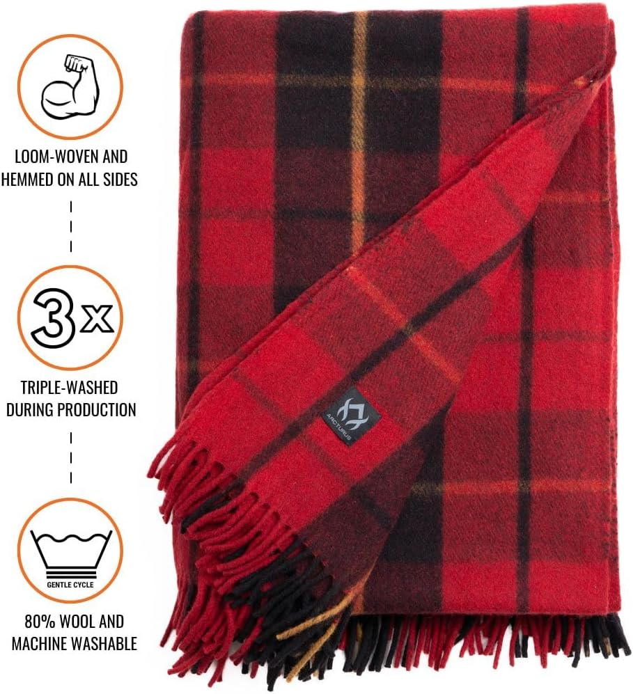 Arcturus Wool Blanket Throw - 50in x 60in - Clan Wallace Plaid