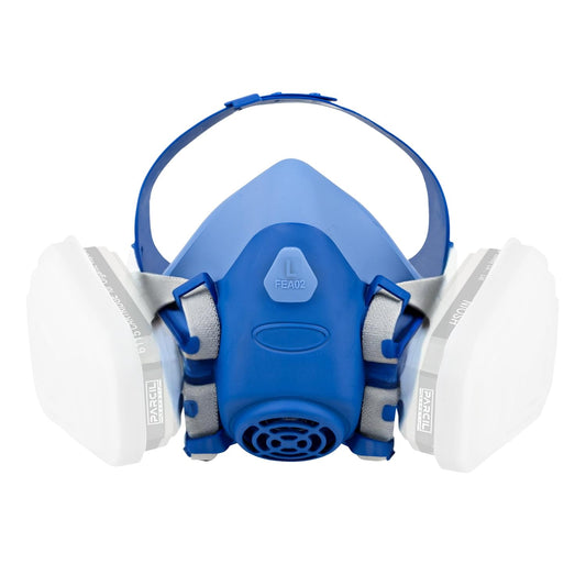 Parcil Safety UltraSeal Large Reusable Half-Face Respirator Mask | NIOSH-Approved | OV/P95 Protection, Standard Bayonet Cartridges