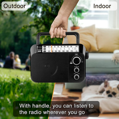 Retekess TR604 AM FM Radio,Portable Radio Plug in Wall,D Battery Operated,Large Dial,High/Low Tone Mode,Big Speaker,Earphone Jack,for Home,Picnic,Senior