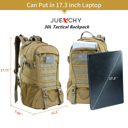 Jueachy Tactical Backpack for Men Hiking Day Pack Molle Military Rucksack Waterproof 30L EDC Bag with USA Flag Patch