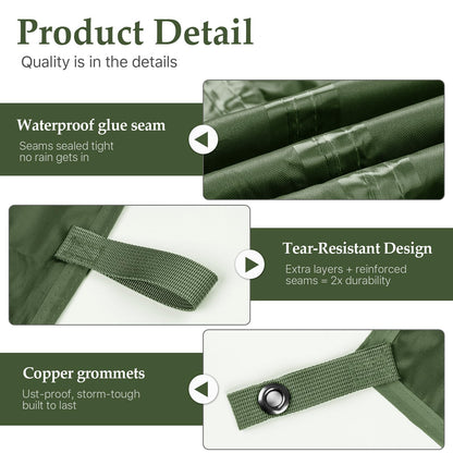 Camping Tarp Tent Portable Multifunctional Bushcraft Backpacking Tear-Resistant Fabric Rain Fly Tarps Awning Shelter Lightweight Waterproof Tarp(10×10 tarp)