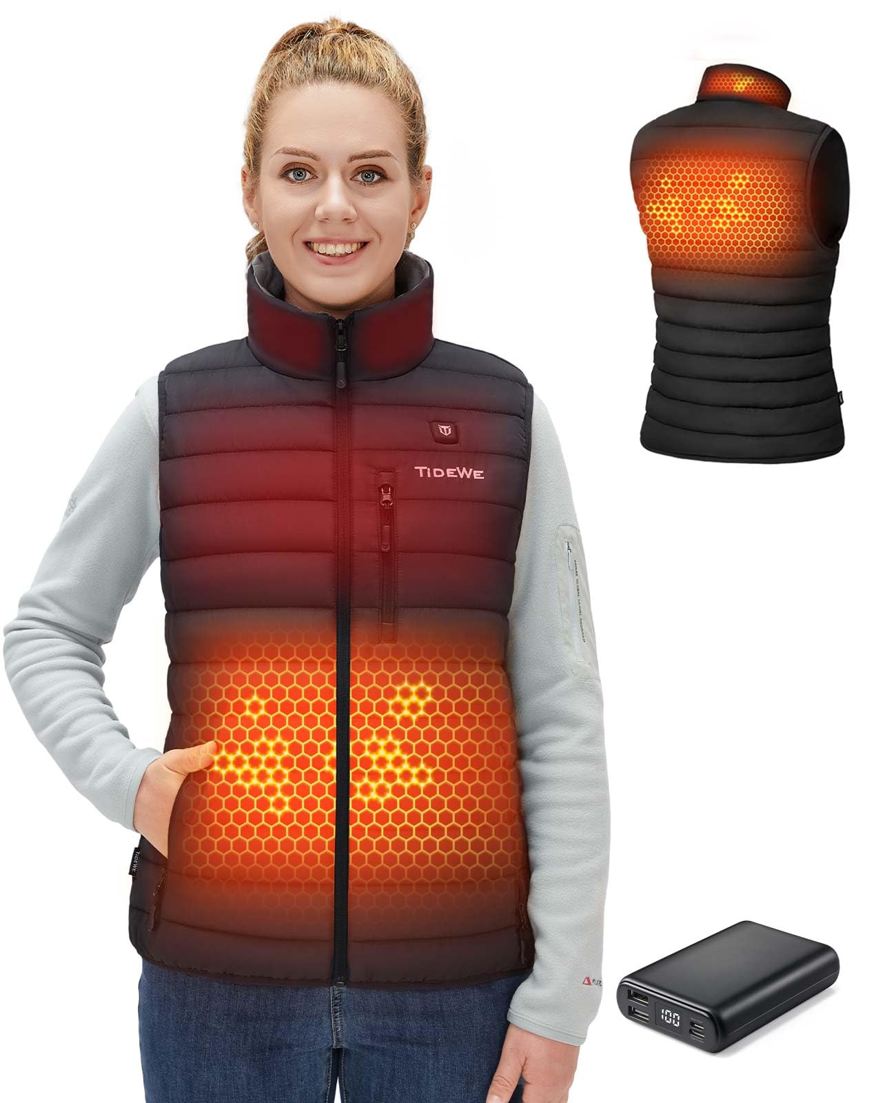 TIDEWE Women’s Lightweight Heated Vest with Battery Pack for Hunting/Hiking
