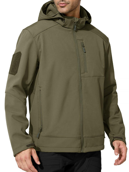 FREE SOLDIER Men's Lightweight Softshell Jacket Winter Fleece Lined Hooded Rain Waterproof Hiking Outdoor Jackets