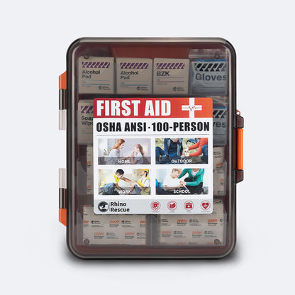 RHINO RESCUE 371 Pieces OSHA All-Purpose First Aid Kit, Home & Office Professional Medical Supplies, Ideal for Emergency, School, Business