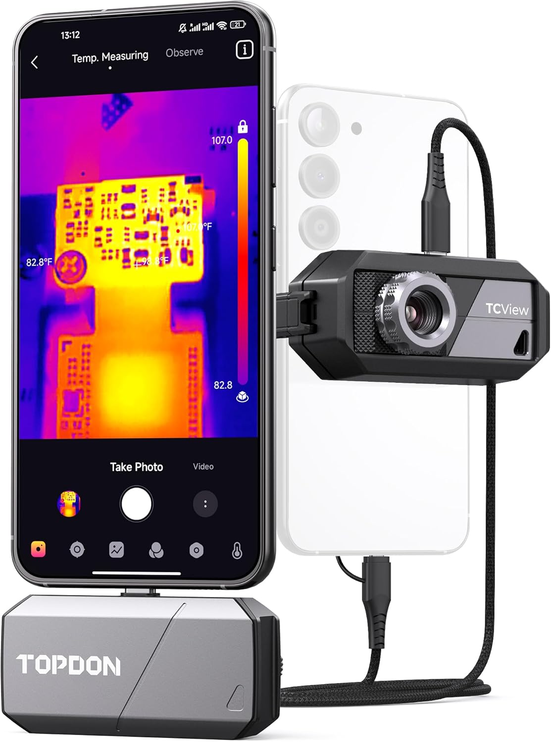 TOPDON TS001 256x192 IR Resolution Thermal Camera for Android, Thermal Night Vision Monocular Thermal Imager with 9mm Adjustable Focus Lens, Infrared Test Report, -4°F~1022°F TEM Range