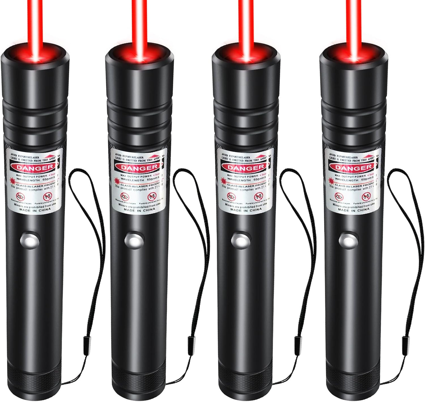 [4 Packs] Rechargeable Red Laser Pointer High Power Red Beam Laser Light Long Distance Range For TV/LED/LCD Screens Tactical Flashlights Presentation Office/Outdoors/Astronomic/Construction [001]