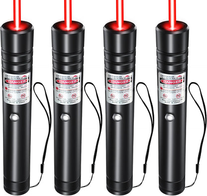 [4 Packs] Rechargeable Red Laser Pointer High Power Red Beam Laser Light Long Distance Range For TV/LED/LCD Screens Tactical Flashlights Presentation Office/Outdoors/Astronomic/Construction [001]