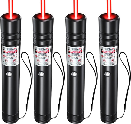 [4 Packs] Rechargeable Red Laser Pointer High Power Red Beam Laser Light Long Distance Range For TV/LED/LCD Screens Tactical Flashlights Presentation Office/Outdoors/Astronomic/Construction [001]