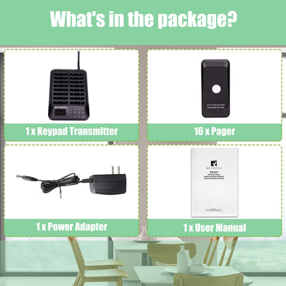 Retekess TD157 Restaurant Pager System, Pagers for Restaurants,984ft Long Range, 16 Pagers and Beepers for Food Truck, Bars, Food Court, No Vibration Mode