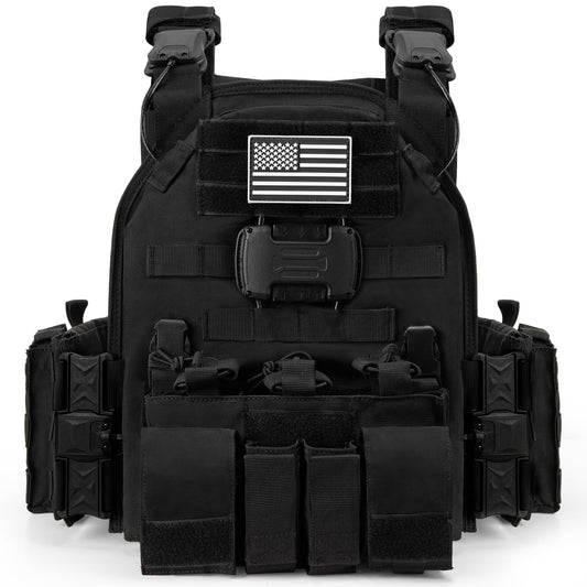 Jueachy Magnetic Tactical Vest for Men: Plate Carrier Vest Quick Release One-Button Disassembly Lightweight Vest