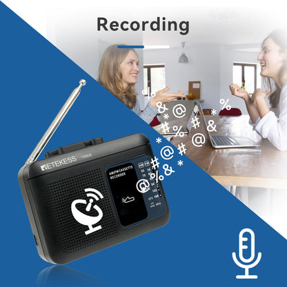 Retekess TR606 Cassette Tape Player, Cassette Player Recorder, Built-in Speaker, AUX/Microphone Jack, Support AUX Line in Record, AM FM Radio, Powered by DC or AA Battery (White)