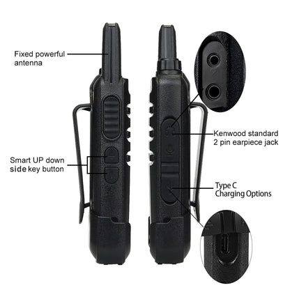 Retevis RT22 Two Way Radio Long Range Rechargeable,Portable 2 Way Radio, USB-C Charging, Handsfree Walkie Talkies for Adults Cruise Hiking Camping(4 Pack)