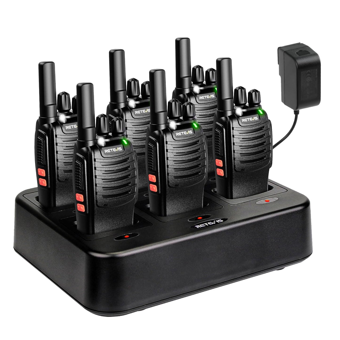 Case of 6,Retevis H-777 Walkie Talkies for Adults Long Range, Rechargeable Two-Way Radios,with 6-Way Multi Unit Charger,Flashlight Handheld Business 2 Way Radios