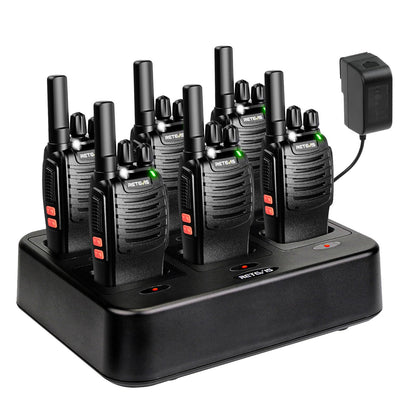 Case of 6,Retevis H-777 Walkie Talkies for Adults Long Range, Rechargeable Two-Way Radios,with 6-Way Multi Unit Charger,Flashlight Handheld Business 2 Way Radios