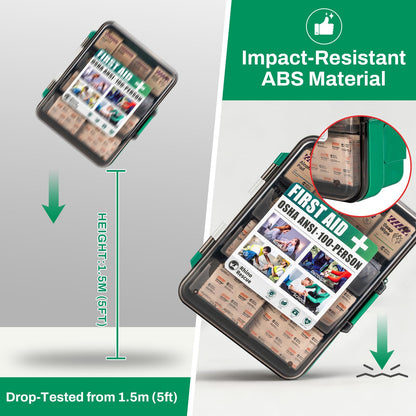 RHINO RESCUE 371 Pieces OSHA All-Purpose First Aid Kit, Home & Office Professional Medical Supplies, Ideal for Emergency, School, Business