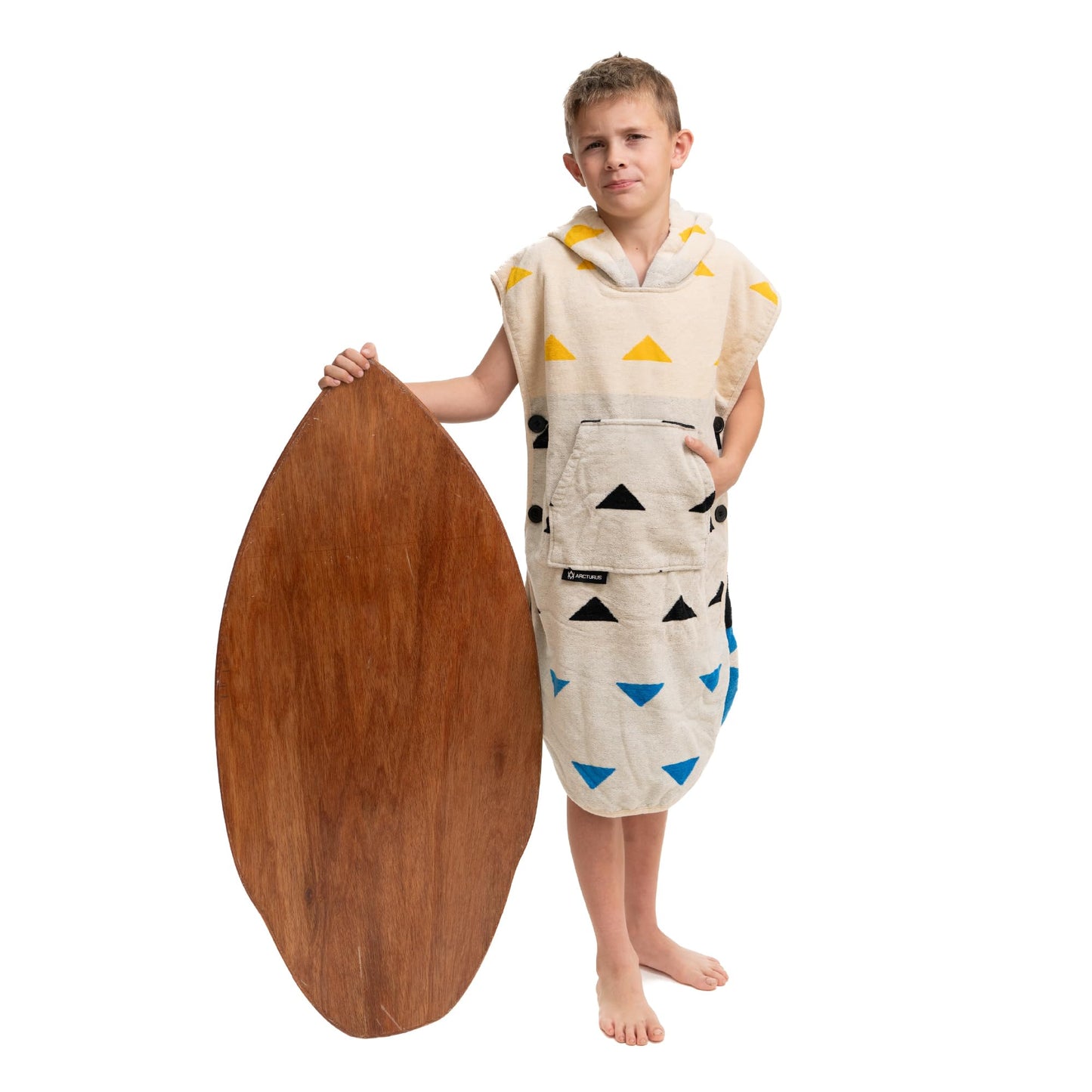 Arcturus Surf Poncho | Hooded Changing Towel & Cover-Up | 100% Cotton Velour | 2-in-1 Design Converts Your Poncho to a Beach Towel (Blackies, Kids)