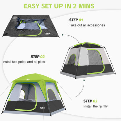 UNP 2/4/6/8 Person Tent, Portable Cabin Tent, Camping Tent 4-Person Easy Set Up, Waterproof with Top Rainfly for Outdoor Camping/Hiking | Easy Set Up, Waterproof, Top Rainfly